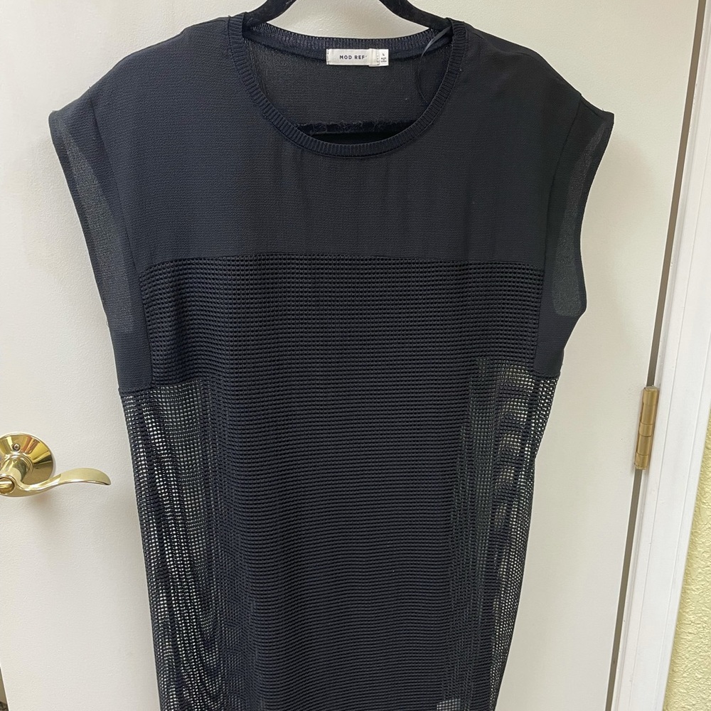 Mod Ref Size Large Black Sheer Mesh Dress